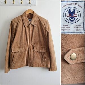 American Classics JLC Men’s Tan Suede Leather Jacket Quilted Lining Size L